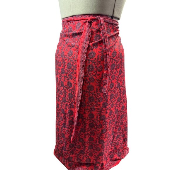 Red & Purple Printed Wrap Skirt - Picture 5 of 5